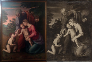A sinistra l'opera di Acquapendente - a destra quella di Raffaello del Kunsthistorisces di Vienna